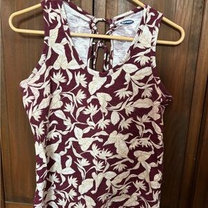 Old Navy Women's Tank Top - Maroon and Cream Floral